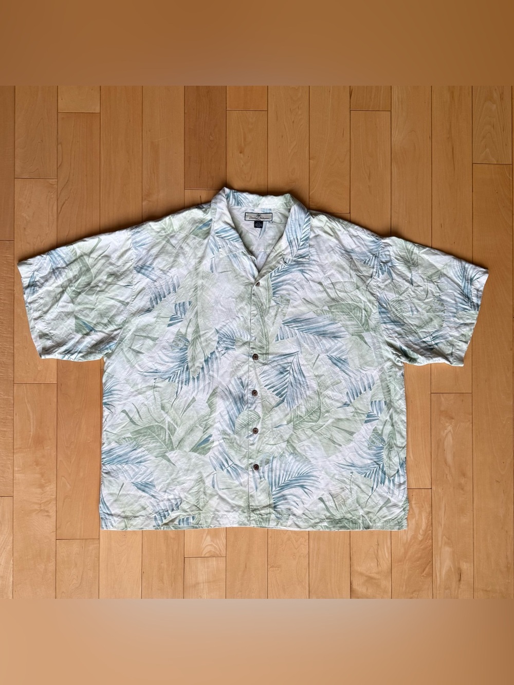 Tommy Bahama 100% Silk Hawaiian Camp Shirt XXL Tropical Leaf Print
